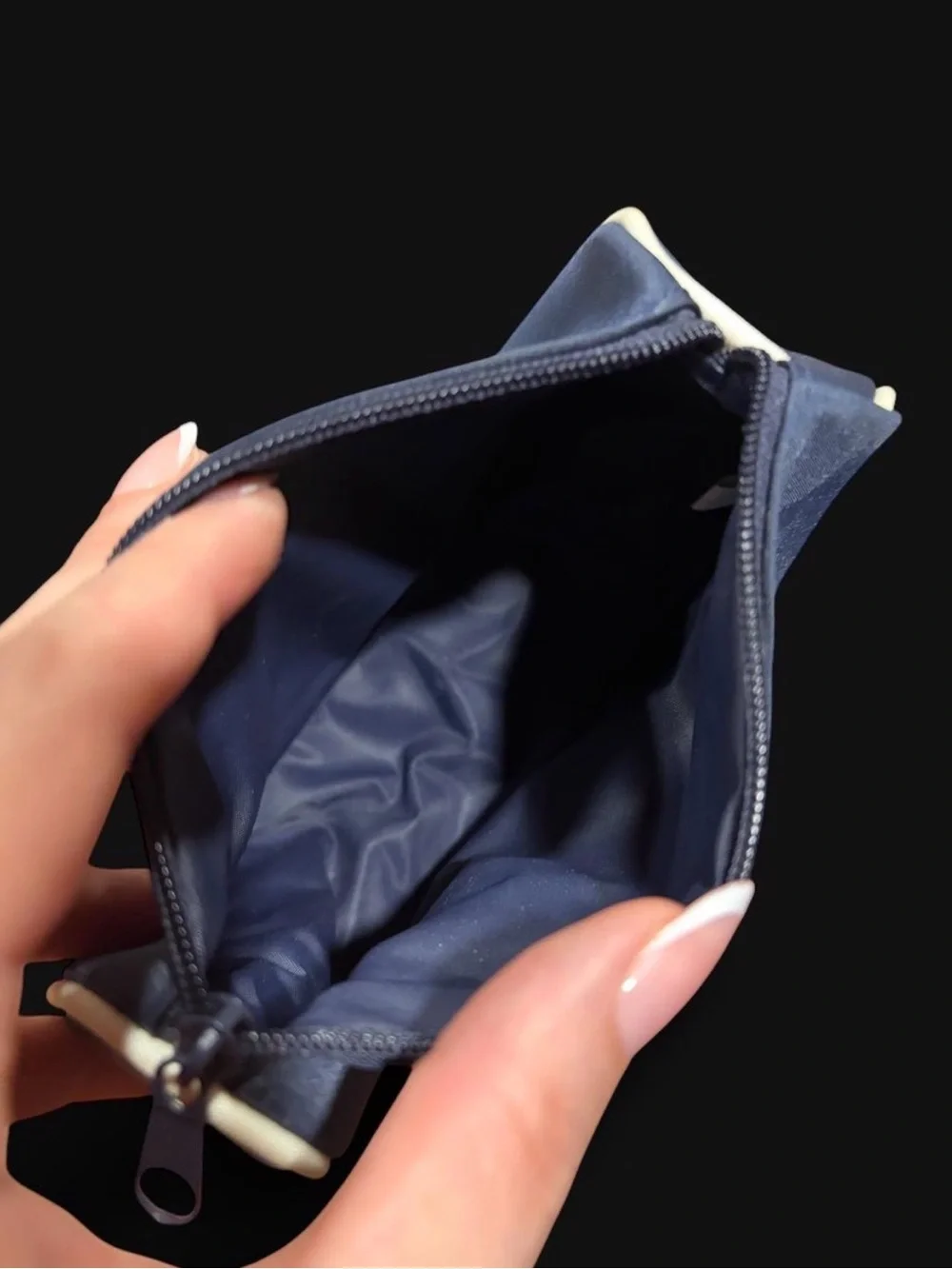 Dior Navy and Cream Cosmetic Pouch with Gold Logo Plaque